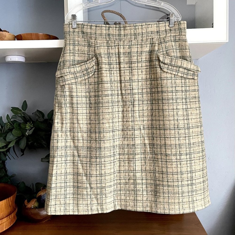 The House of Foxy Wool Moon British Cloth Skirt Green Retro Size 18